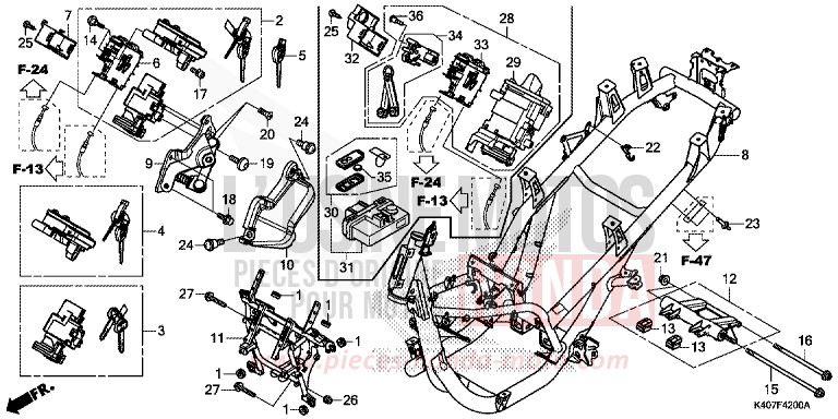 FRAME BODY (NSS125DF/ADF/ADH) for Forza 125 MAT CYNOS GRAY METALLIC (NH312) from 2015